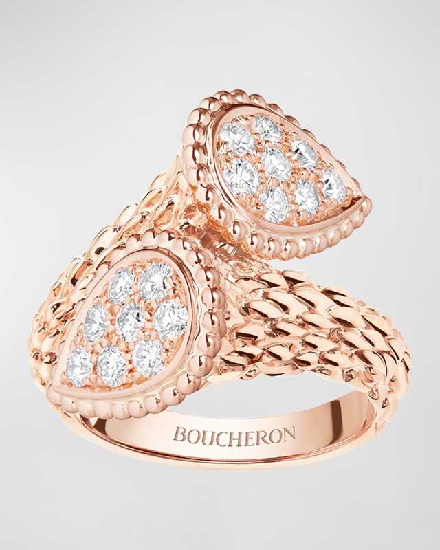 Serpent Boheme 18k Rose Gold Diamond Bypass Ring, Size
